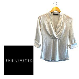 The Limited 3/4 Sleeve Shawl Collar Off-White Lightweight Top Summer Office